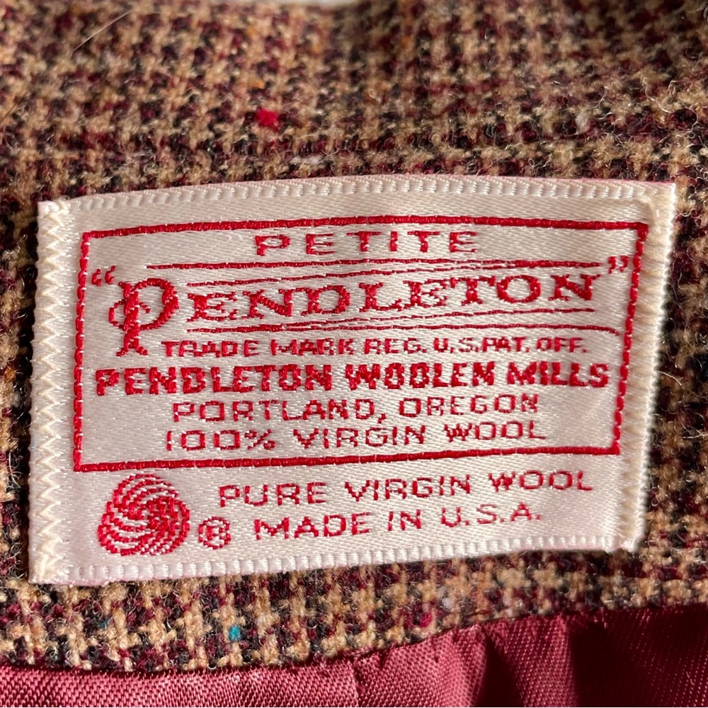Vintage Pendleton Brown & Cream Houndstooth Tailo… - image 7